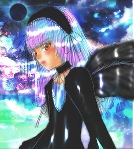 Rating: Safe Score: 0 Tags: 1girl bangs black_dress black_ribbon blue_rose blurry blurry_background blush choker closed_mouth dress flower frills hairband image lace lolita_fashion lolita_hairband long_sleeves ribbon rose solo suigintou upper_body wings User: admin