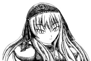 Rating: Safe Score: 0 Tags: 1girl closed_mouth face greyscale hairband image long_hair looking_at_viewer monochrome simple_background smile solo suigintou upper_body white_background User: admin