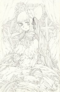 Rating: Safe Score: 0 Tags: 1girl bangs blunt_bangs curtains dress frills greyscale hair_ribbon image lace lolita_fashion long_hair looking_at_viewer monochrome ribbon shinku solo traditional_media very_long_hair User: admin