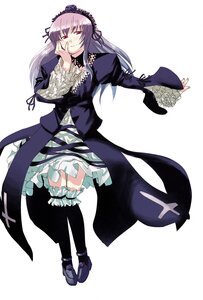 Rating: Safe Score: 0 Tags: 1girl black_footwear blush choker cross-laced_clothes cross_print dress flower frilled_sleeves frills full_body hairband hand_on_own_face hota image long_hair long_sleeves looking_at_viewer over-kneehighs purple_dress purple_hair red_eyes ribbon rose rozen_maiden shoes simple_background smile solo standing suigintou thighhighs white_background zettai_ryouiki User: admin