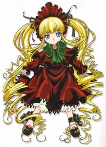 Rating: Safe Score: 0 Tags: 1girl blonde_hair bloomers blue_eyes bow bowtie dress drill_hair full_body green_bow image long_hair long_sleeves looking_at_viewer red_dress shinku simple_background solo twintails underwear very_long_hair User: admin