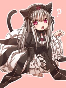 Rating: Safe Score: 0 Tags: 1girl animal_ears bow cat_ears cat_tail dress fang flower frills gothic_lolita hairband image juliet_sleeves lolita_fashion lolita_hairband long_hair long_sleeves looking_at_viewer open_mouth outline ribbon rose silver_hair solo suigintou tail twitter_username User: admin