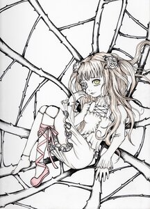 Rating: Safe Score: 0 Tags: 1girl auto_tagged chair doll_joints dress flower hair_flower hair_ornament high_heels image kirakishou long_hair monochrome silk sitting solo spider_web spot_color thorns yellow_eyes User: admin