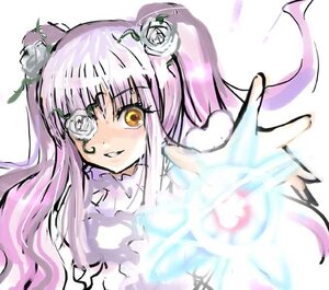 Rating: Safe Score: 0 Tags: 1girl blush eyepatch flower grin hair_flower hair_ornament image kirakishou long_hair looking_at_viewer pink_hair rose smile solo white_flower white_rose yellow_eyes User: admin