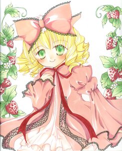 Rating: Safe Score: 0 Tags: 1girl apple blonde_hair blush bow cherry dress food frills fruit grapes green_eyes hair_bow hina_ichigo hinaichigo holding_fruit image long_sleeves looking_at_viewer object_namesake pink_bow pink_dress short_hair smile solo strawberry strawberry_print watermelon User: admin