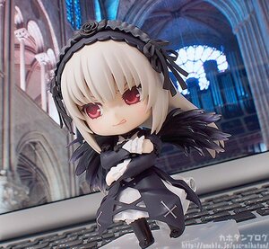 Rating: Safe Score: 0 Tags: 1girl black_dress boots chibi doll dress frills hairband long_hair long_sleeves looking_at_viewer photo red_eyes silver_hair solo standing suigintou wings User: admin