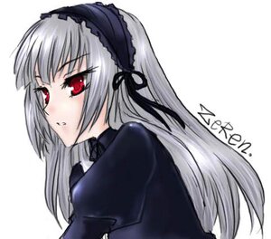 Rating: Safe Score: 0 Tags: 1girl bangs black_dress black_ribbon blush dress hairband image juliet_sleeves long_hair long_sleeves looking_at_viewer parted_lips red_eyes silver_hair simple_background solo suigintou upper_body white_background wings User: admin