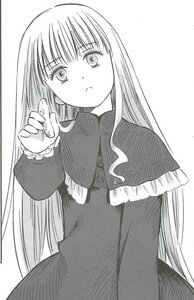 Rating: Safe Score: 0 Tags: 1girl :< bangs black_dress blush closed_mouth dress eyebrows_visible_through_hair frills frown greyscale image long_hair long_sleeves looking_at_viewer monochrome shinku simple_background solo very_long_hair white_background User: admin