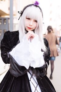Rating: Safe Score: 0 Tags: 1girl 3d black_dress blurry blurry_background blurry_foreground depth_of_field dress figure flower frills gothic_lolita hairband joints lolita_fashion long_hair looking_at_viewer photo red_eyes rose solo solo_focus suigintou white_hair User: admin