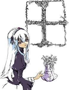 Rating: Safe Score: 0 Tags: 1girl dress frills hairband image juliet_sleeves long_hair long_sleeves looking_at_viewer pink_eyes puffy_sleeves simple_background solo suigintou white_background User: admin