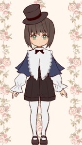 Rating: Safe Score: 0 Tags: bangs black_headwear brown_hair capelet flower full_body green_eyes hat image long_sleeves mary_janes pantyhose pink_flower pink_rose rose shirt shoes shorts solo souseiseki standing striped top_hat white_legwear white_shirt User: admin