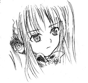 Rating: Safe Score: 0 Tags: 1girl bangs closed_mouth eyebrows_visible_through_hair greyscale image long_hair looking_at_viewer monochrome simple_background solo suigintou white_background User: admin