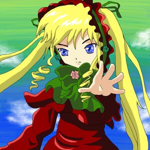 Rating: Safe Score: 0 Tags: 1girl blonde_hair blue_eyes bow dress drill_hair flower green_bow image long_hair long_sleeves looking_at_viewer shinku solo twintails very_long_hair User: admin