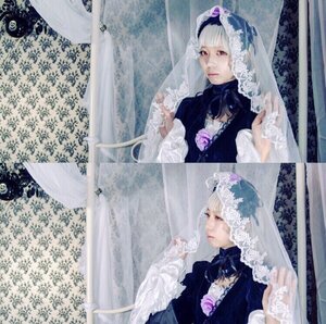 Rating: Safe Score: 0 Tags: 1girl bridal_veil curtains different_reflection dress red_eyes solo suigintou veil wedding_dress white_hair User: admin
