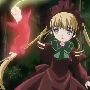 Rating: Safe Score: 0 Tags: 1girl blonde_hair blue_eyes bow bowtie dress image long_hair long_sleeves red_dress rose shinku solo User: admin