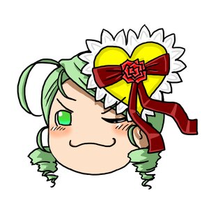 Rating: Safe Score: 0 Tags: 1girl ahoge auto_tagged blush green_eyes green_hair image kanaria looking_at_viewer no_humans simple_background smile solo striped white_background User: admin