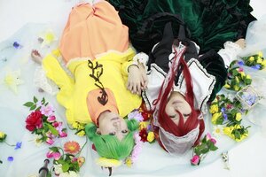 Rating: Safe Score: 0 Tags: 2girls bug butterfly closed_eyes dress flower green_hair hat insect multiple_cosplay multiple_girls red_hair smile tagme User: admin