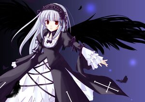 Rating: Safe Score: 0 Tags: 1girl black_ribbon black_wings dress feathers flower frills hairband image long_hair long_sleeves looking_at_viewer red_eyes ribbon solo suigintou very_long_hair wings User: admin