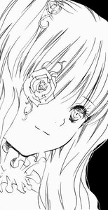 Rating: Safe Score: 0 Tags: 1girl auto_tagged bangs closed_mouth eyebrows_visible_through_hair flower image kirakishou long_hair looking_at_viewer monochrome portrait rose simple_background smile solo User: admin