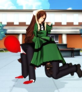 Rating: Safe Score: 0 Tags: 1boy 1girl auto_tagged blue_sky blurry brown_hair building cloud day dress green_dress green_eyes image long_hair long_sleeves pantyhose sky solo suiseiseki very_long_hair User: admin