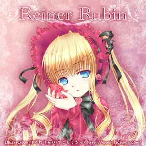 Rating: Safe Score: 0 Tags: 1girl blonde_hair blue_eyes bonnet bow bowtie copyright_name drill_hair flower image long_hair long_sleeves looking_at_viewer pink_flower pink_rose rose shinku sidelocks smile solo twintails User: admin