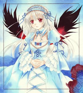 Rating: Safe Score: 0 Tags: 1girl black_wings blue_flower blue_rose breasts dress flower frills hairband image long_hair long_sleeves looking_at_viewer marker_(medium) puffy_sleeves red_eyes red_flower red_rose ribbon rose solo suigintou traditional_media white_hair wings User: admin