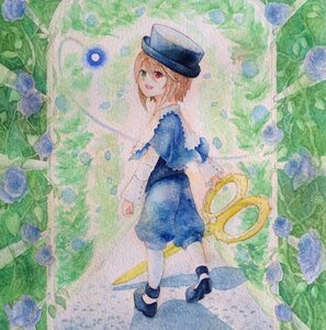 Rating: Safe Score: 0 Tags: blonde_hair blue_flower blue_rose flower hat heterochromia hydrangea image looking_back open_mouth pantyhose red_eyes rose short_hair smile solo souseiseki traditional_media umbrella watercolor_(medium) User: admin