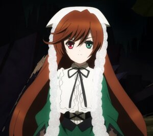 Rating: Safe Score: 0 Tags: 1girl black_ribbon brown_hair closed_mouth dress expressionless frills green_eyes heterochromia image long_hair long_sleeves looking_at_viewer neck_ribbon red_eyes ribbon simple_background solo suiseiseki upper_body very_long_hair User: admin