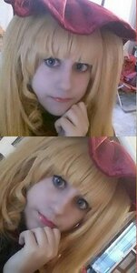 Rating: Safe Score: 0 Tags: 1girl bangs blonde_hair blue_eyes blunt_bangs bow close-up eyelashes face hat lips looking_at_viewer nose realistic shinku smile solo User: admin