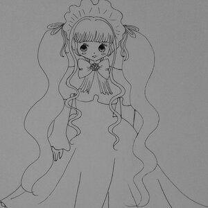 Rating: Safe Score: 0 Tags: 1girl bangs dress drill_hair expressionless greyscale image long_hair looking_at_viewer monochrome ribbon shinku simple_background solo standing traditional_media very_long_hair white_background User: admin