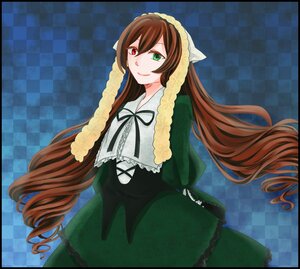 Rating: Safe Score: 0 Tags: 1girl argyle argyle_background argyle_legwear board_game brown_hair checkered checkered_background checkered_floor checkered_kimono checkered_skirt chess_piece dress green_dress green_eyes heterochromia image letterboxed long_hair long_sleeves looking_at_viewer perspective plaid_background red_eyes ribbon solo suiseiseki tile_floor tile_wall tiles very_long_hair User: admin