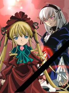 Rating: Safe Score: 0 Tags: 2girls blonde_hair blue_eyes bow bowtie dress flower frills green_bow green_neckwear image long_hair long_sleeves looking_at_viewer multiple_girls pair pink_eyes red_dress shinku silver_hair suigintou twintails wings User: admin