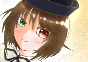Rating: Safe Score: 0 Tags: 1girl blush brown_hair closed_mouth hat image looking_at_viewer portrait red_eyes ribbon short_hair smile solo souseiseki star_(symbol) star_print starry_background usami_renko User: admin