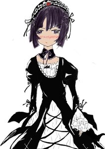 Rating: Safe Score: 0 Tags: 1girl blush dress frills gothic_lolita hairband image lolita_fashion lolita_hairband long_sleeves looking_at_viewer purple_eyes purple_hair ribbon short_hair simple_background solo suigintou white_background User: admin