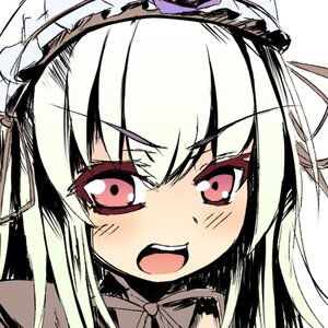 Rating: Safe Score: 0 Tags: 1girl :d blush close-up eyebrows_visible_through_hair hat image long_hair looking_at_viewer open_mouth red_eyes ribbon simple_background smile solo suigintou User: admin