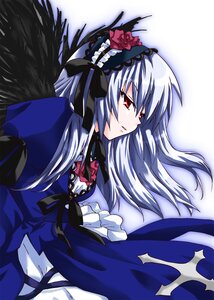 Rating: Safe Score: 0 Tags: 1girl black_wings dress flower frills hairband image long_hair long_sleeves red_eyes ribbon rose silver_hair solo suigintou upper_body wings User: admin