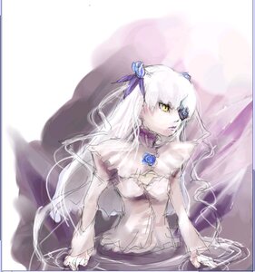 Rating: Safe Score: 0 Tags: 1girl barasuishou blue_flower blue_rose dress flower hair_ornament image letterboxed long_hair ribbon rose silver_hair sketch solo very_long_hair white_hair yellow_eyes User: admin