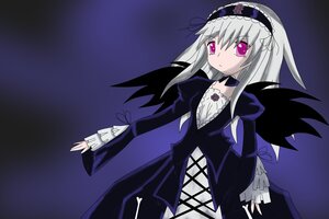 Rating: Safe Score: 0 Tags: 1girl black_dress black_wings cross-laced_clothes detached_collar dress expressionless frills hairband image juliet_sleeves lolita_fashion lolita_hairband long_hair long_sleeves looking_at_viewer pink_eyes puffy_sleeves purple_background silver_hair solo suigintou wings User: admin