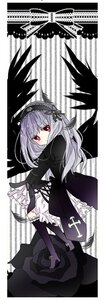 Rating: Safe Score: 0 Tags: 1girl black_dress black_wings dress flower frilled_sleeves frills hairband image long_hair long_sleeves looking_at_viewer red_eyes ribbon rose silver_hair solo suigintou wings User: admin