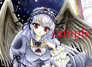 Rating: Safe Score: 0 Tags: 1girl black_wings blush breasts dress flower frills hairband image juliet_sleeves long_hair long_sleeves looking_at_viewer marker_(medium) puffy_sleeves red_eyes ribbon rose silver_hair solo suigintou traditional_media very_long_hair wings User: admin