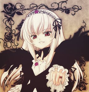 Rating: Safe Score: 0 Tags: 1girl dress flower frilled_sleeves frills hairband image long_hair long_sleeves looking_at_viewer red_eyes rose solo suigintou upper_body wings User: admin