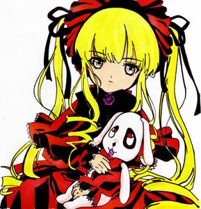 Rating: Safe Score: 0 Tags: 1girl blonde_hair bow doll dress hair_ribbon image long_hair long_sleeves looking_at_viewer red_dress ribbon rose shinku simple_background solo stuffed_animal twintails very_long_hair white_background User: admin