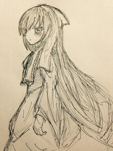 Rating: Safe Score: 0 Tags: 1girl bow hair_bow image long_hair looking_at_viewer looking_back monochrome sketch solo suiseiseki traditional_media User: admin