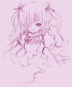 Rating: Safe Score: 0 Tags: 1girl dress elbow_gloves flower gloves image kirakishou long_hair looking_at_viewer monochrome purple_theme rose sketch smile solo two_side_up User: admin