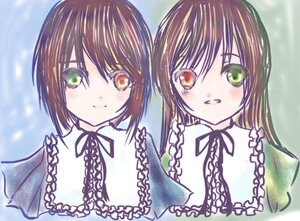 Rating: Safe Score: 0 Tags: 2girls blush brown_hair frills green_eyes heterochromia image long_hair looking_at_viewer multiple_girls neck_ribbon pair red_eyes ribbon short_hair siblings sisters smile souseiseki suiseiseki twins User: admin