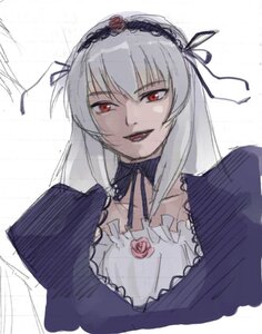 Rating: Safe Score: 0 Tags: 1girl detached_collar dress flower frills hairband image long_hair long_sleeves looking_at_viewer pale_skin pinzu red_eyes rose rozen_maiden silver_hair simple_background sketch smile solo suigintou upper_body white_background wings User: admin