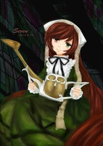 Rating: Safe Score: 0 Tags: 1girl brown_hair dress green_dress green_eyes heterochromia holding image long_hair long_sleeves looking_at_viewer red_eyes ribbon solo suiseiseki very_long_hair watering_can User: admin