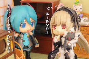 Rating: Safe Score: 0 Tags: 2girls blonde_hair blue_eyes blurry blurry_foreground chibi depth_of_field detached_sleeves doll figure food hairband hatsune_miku long_hair multiple_girls open_mouth photo red_eyes solo suigintou twintails very_long_hair User: admin
