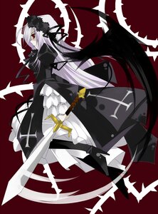 Rating: Safe Score: 0 Tags: 1girl black_wings cross dress frilled_sleeves frills full_body hairband image juliet_sleeves lolita_hairband long_hair long_sleeves puffy_sleeves red_eyes ribbon solo suigintou very_long_hair weapon white_hair wings User: admin