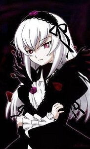 Rating: Safe Score: 0 Tags: 1girl crossed_arms dress flower frilled_sleeves frills hairband image long_hair long_sleeves looking_at_viewer pink_eyes rose silver_hair solo suigintou upper_body wings User: admin